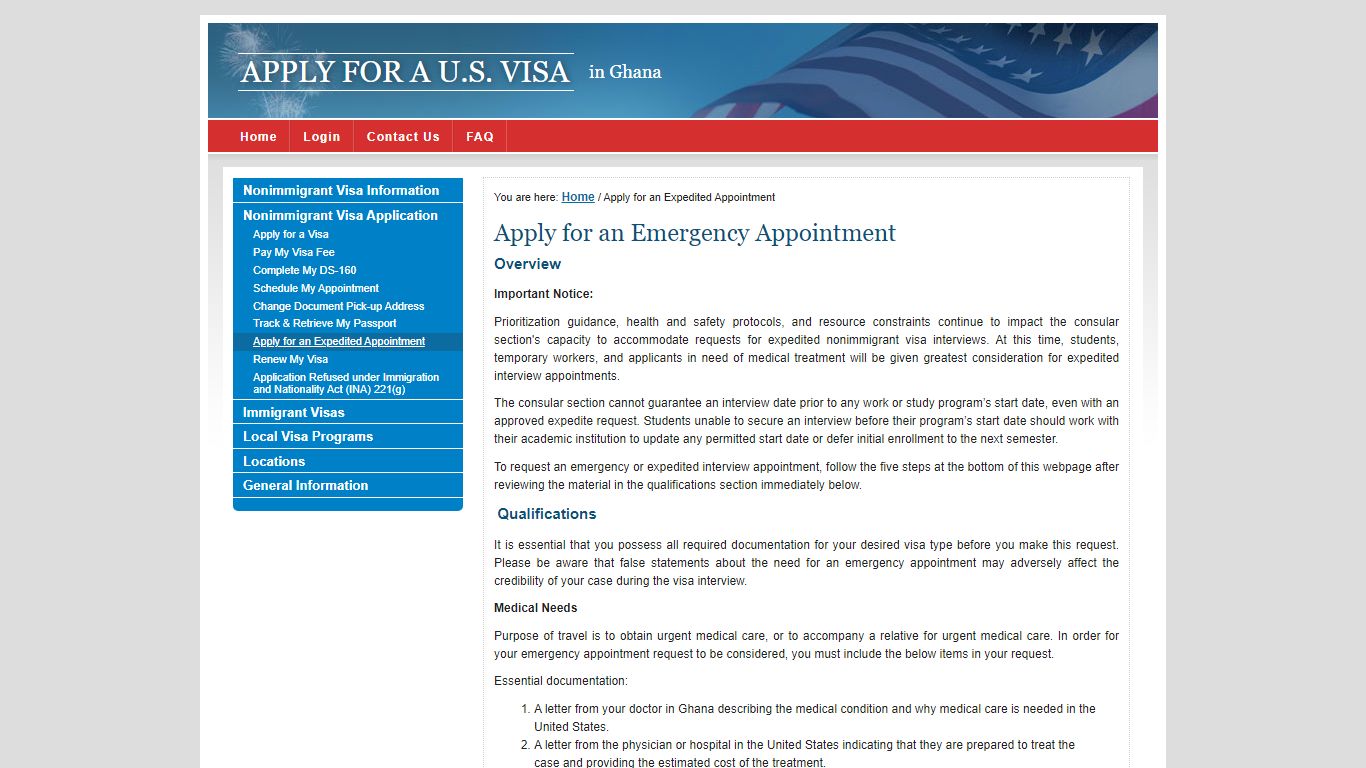 Apply for a U.S. Visa | Apply for an Expedited Appointment - Ghana ...